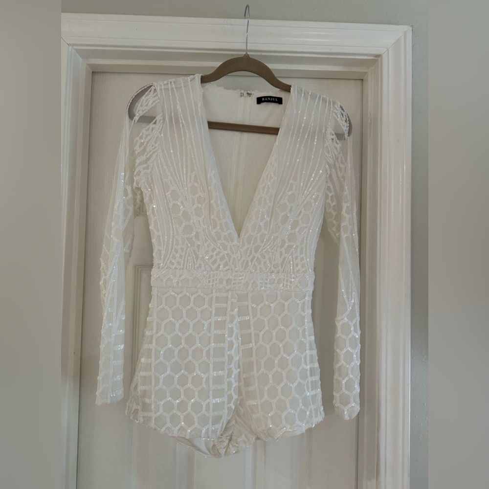 Banjul white sequin romper